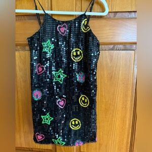 Lola + The Boys Black Sequin Dress with Colorful Accents